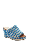 Cecelia New York Frost Wedge Slide Sandal In Canvas Blue Floral