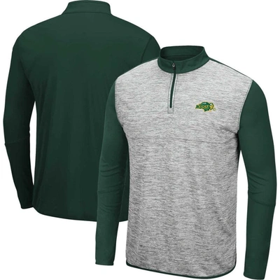 Colosseum Men's  Heather Gray And Green Ndsu Bison Prospect Quarter-zip Jacket In Heather Gray,green