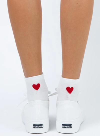 Princess Polly Ayla Heart Socks In White