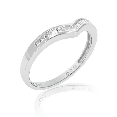 Vir Jewels 1/4 Cttw Princess Diamond V Shape Wedding Band 14k White Gold Channel In Silver