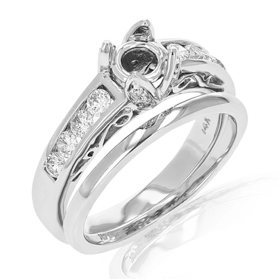 Vir Jewels 0.60 Cttw Semi Mount Diamond Wedding Bridal Set 14k White Gold Round In Silver