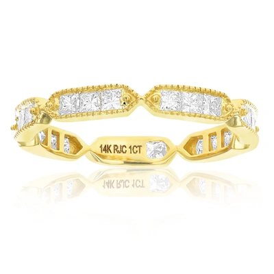 Vir Jewels 1 Cttw Princess Diamond Eternity Ring Wedding Band With Milgrain 14k Yellow Gold In Silver