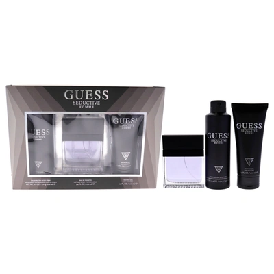Guess Seductive By  For Men - 3 Pc Gift Set 3.4oz Edt Spray, 6oz Deodorizing Body Spray, 6.7oz Shower In Silver