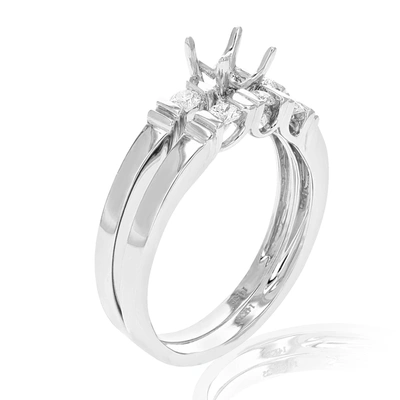 Vir Jewels 1/4 Cttw Semi Mount Diamond Wedding Bridal Set 14k White Gold Round In Silver