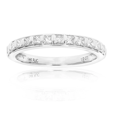 Vir Jewels 1/2 Cttw Princess Cut Diamond Wedding Band 14k White Gold 13 Stones Channel Set In Silver