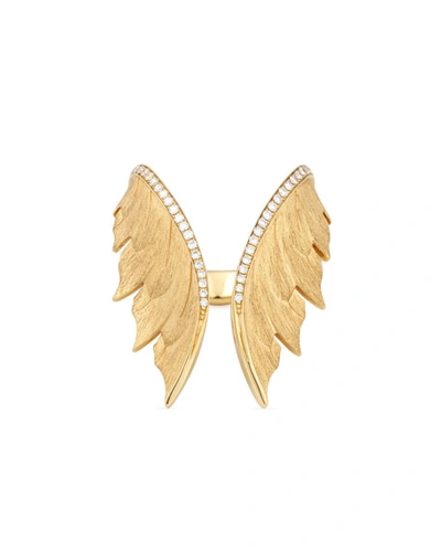 Stephen Webster Diamond 18k Yellow Gold Feather Open Ring