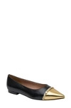 Linea Paolo Niche Pointed Toe Flat In Black/ Gold