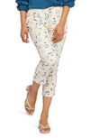 Nydj Chloe Hollywood Leaf Print Side Slit Capri Jeans In Alpine Basin