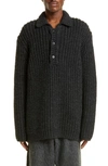 OUR LEGACY BIG PIQUET VIRGIN WOOL POLO SWEATER