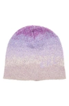 Erl Logo-intarsia Gradient Mohair-blend Beanie Hat In Purple,beige