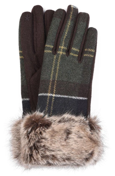 Barbour Ridley Tartan Gloves In Green/multi