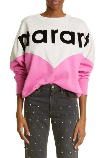 Isabel Marant Étoile Isabel Marant Etoile Womens Fuchsia Black Houston Logo-print Cotton-blend Sweatshirt In Pink