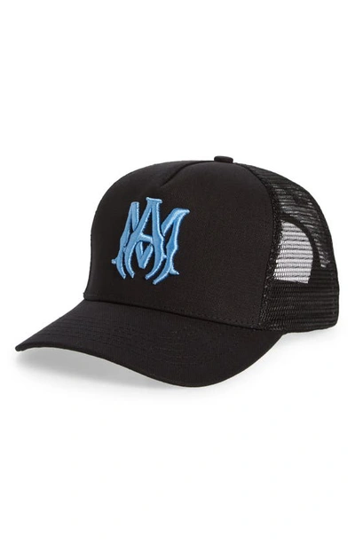 Amiri Men's Monogram Canvas Hat In Black/ Carolina Blue