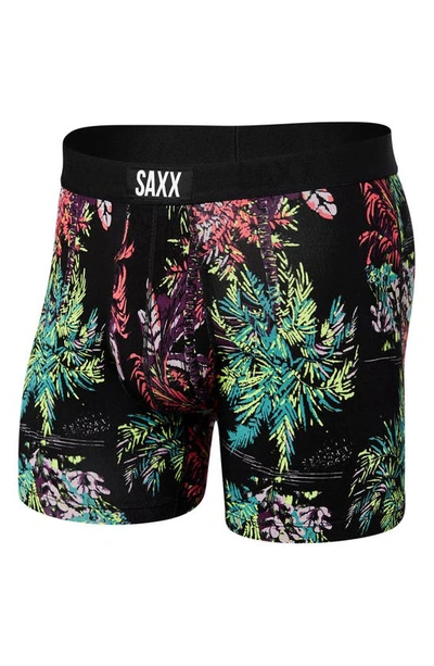 Saxx Vibe Super Soft Slim Fit Boxer Briefs In Midnight Tropics- Multi