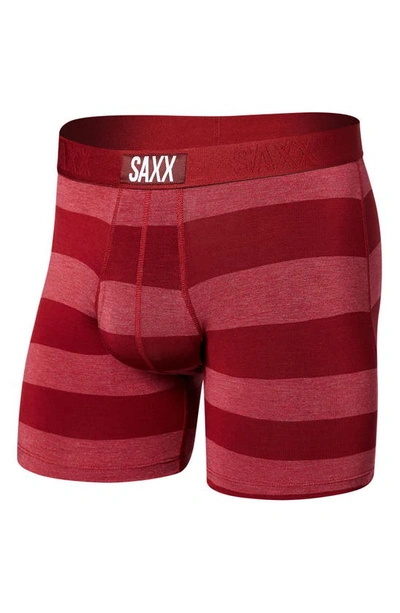 Saxx Ultra Super Soft Relaxed Fit Boxer Briefs In Ombre Rugby- Tomato