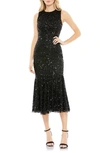 Mac Duggal Sequin Sleeveless Sheath Dress In Black