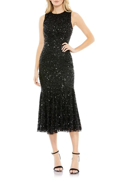 Mac Duggal Sequin Sleeveless Sheath Dress In Black