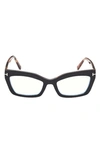 Tom Ford 54mm Cat Eye Blue Light Blocking Glasses In Black/brown
