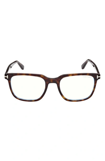 Tom Ford 53mm Square Blue Light Blocking Glasses In Dark Havana