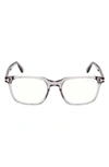 Tom Ford 53mm Square Blue Light Blocking Glasses In Grey / Smoke