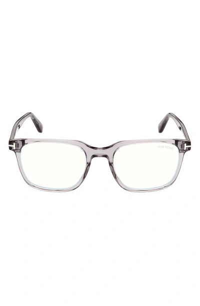 Tom Ford 53mm Square Blue Light Blocking Glasses In Grey / Smoke