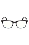 Tom Ford 53mm Square Blue Light Blocking Glasses In Shiny Black