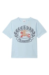 Burberry Logo Print Jersey Cotton T-shirt In Pale Blue
