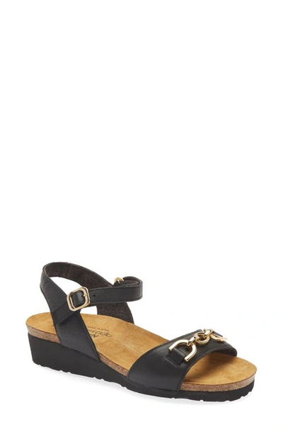 Naot Aubrey Wedge Sandal In Soft Black Leather