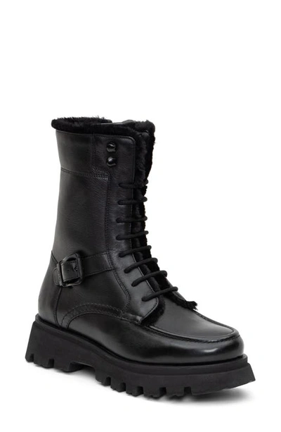 Ara Kaiza Faux Fur Lined Combat Boot In Black