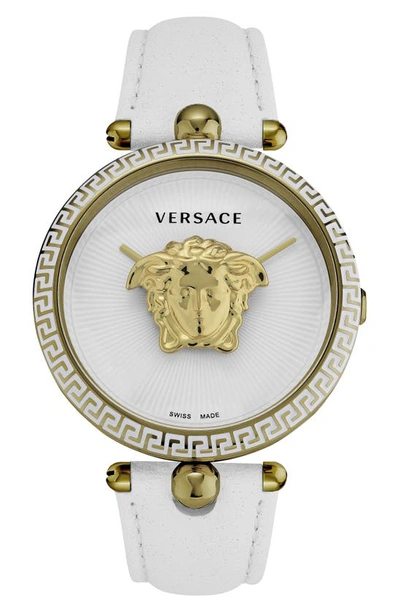 Versace Men's Palazzo Empire Goldtone Stainless Steel & Leather Watch In Yellow Gold