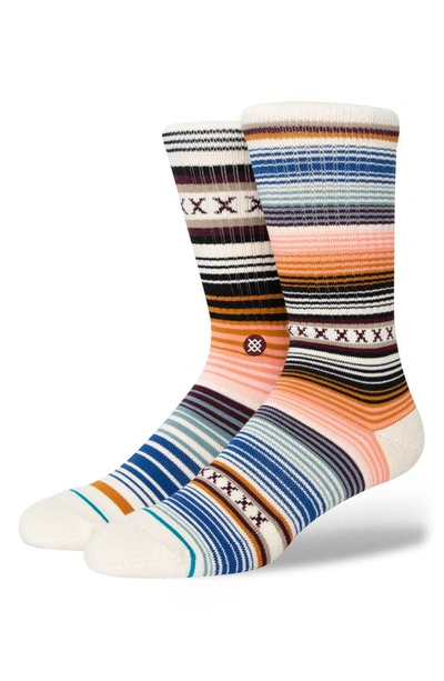 Stance Current Stripe Cotton Blend Crew Socks In Wine