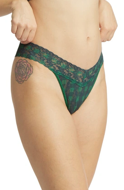 Hanky Panky Print Lace Original Rise Thong In Chess