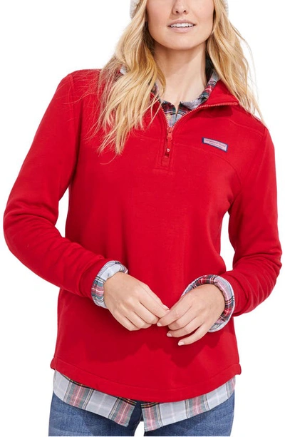 Vineyard Vines Dreamcloth Relaxed Half Zip Sweatshirt In Red Velvet