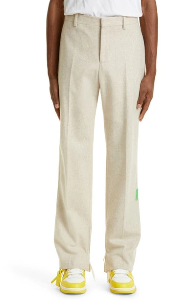 Off-white Straight-leg Tailored Trousers In Beige