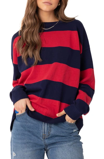 Edikted Logan Stripe Oversize Sweater In Red