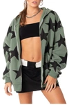 Edikted Star At Me Oversize Hoodie In Olive