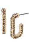 Allsaints Pave Geometric Link Hoop Earrings In Black Diamond/ Gold
