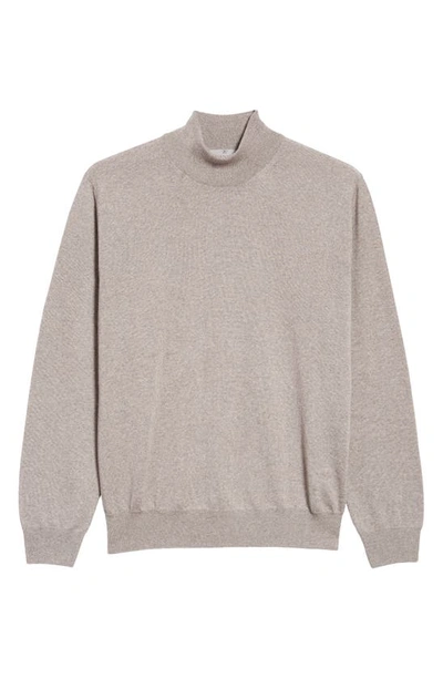 Canali Mock Neck Merino Wool Sweater In Beige