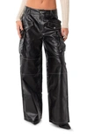 Edikted Faye Faux Leather Cargo Pants In Black