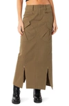 Edikted Cierra Cargo Maxi Skirt In Olive