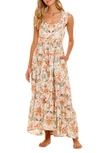 The Lazy Poet Mika Peach Jungle Linen Nightgown In Pink