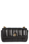 Tory Burch Mini Kira Flap Convertible Quilted Leather Shoulder Bag In Black