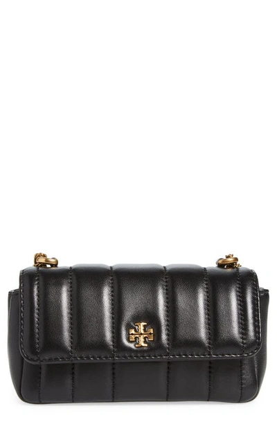 Tory Burch Mini Kira Flap Convertible Quilted Leather Shoulder Bag In Black
