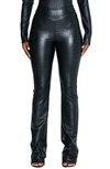Naked Wardrobe Croc Embossed Faux Leather Bootcut Pants In Black