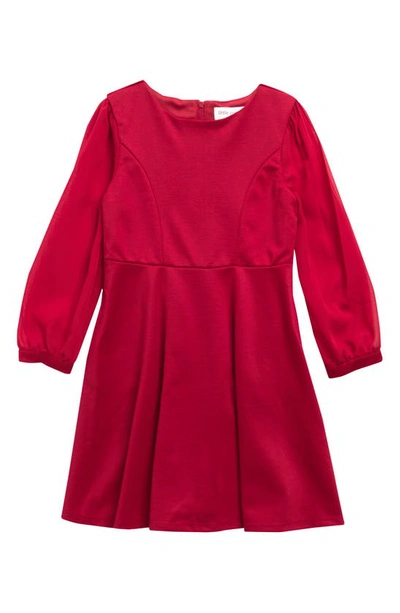 Little Angels Kids' Long Sleeve Fit & Flare Dress In Red