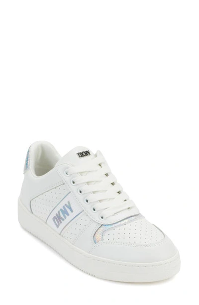 Dkny Odlin Sneaker In Pale Wht/ Silver
