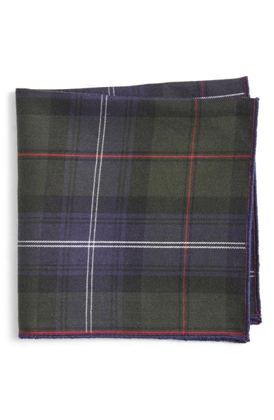 Clifton Wilson Plaid Cotton Pocket Square In Navy