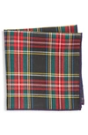 Clifton Wilson Holiday Plaid Cotton Pocket Square In Red