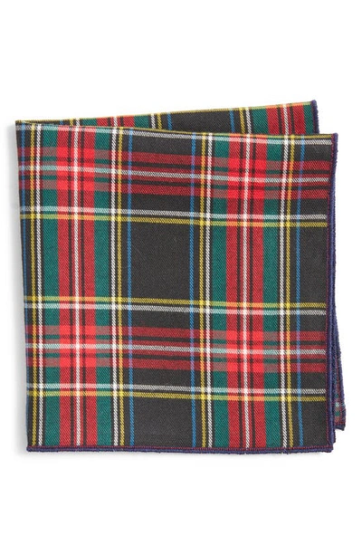 Clifton Wilson Holiday Plaid Cotton Pocket Square In Red