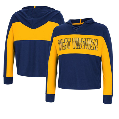 Colosseum Kids' Girls Youth  Navy West Virginia Mountaineers Galooks Hoodie Lace-up Long Sleeve T-shirt